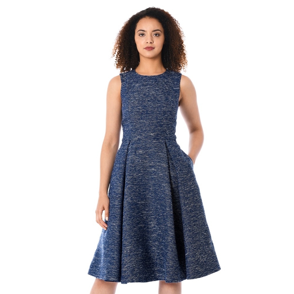 eShakti Navy Tweed Dress